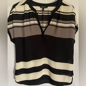 Banana Republic sheer black, white and gray blouse.
